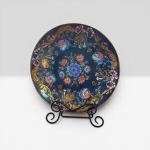 Toyo Cobalt Blue Floral 12.5” Decorative Plate Charger Gold Gilt